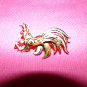 SPAIN ROOSTER BROOCH MULTICOLOR GOLDTONE